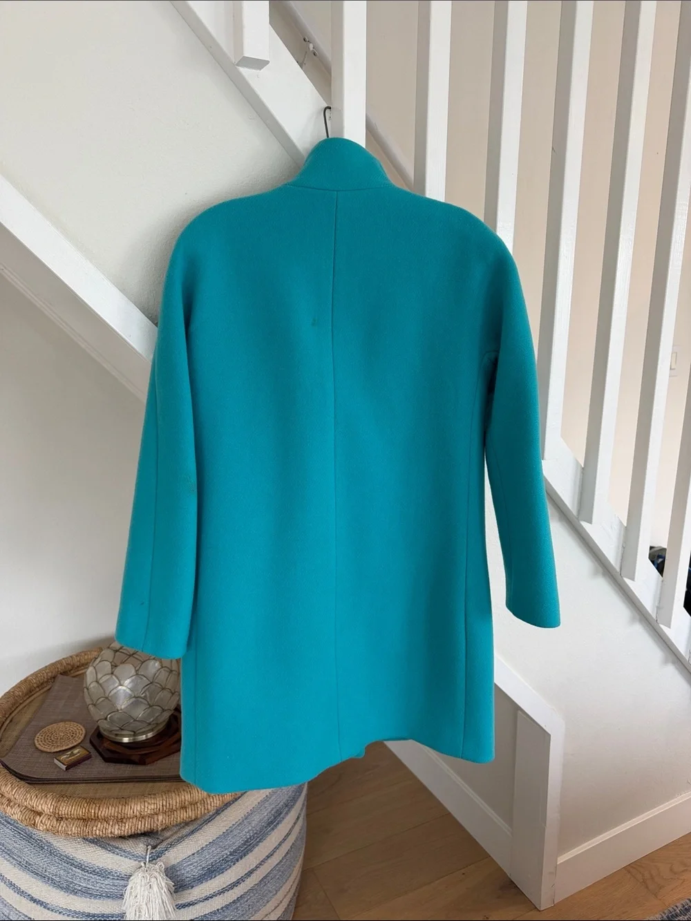 J. Crew Teal Wool-Blend Stand Collar Pea Coat - Picture 3 of 5